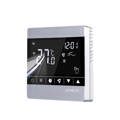 China Modern Silver Stepless Thermostat 0-10V Speed ​​FCU Room Air Conditioner HVAC Systems Regulation Temperature Controller for sale