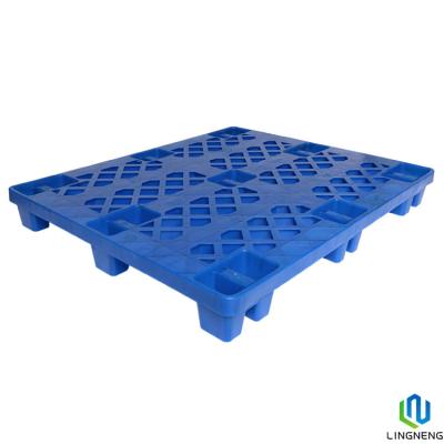 China Grid Surface Lightweight Plastic Pallet 4 Way Entry European HDPE One Sided with Nine Leg for sale