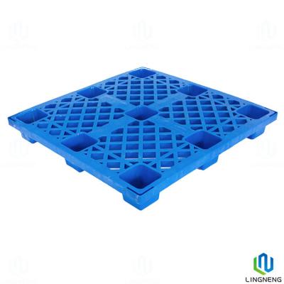 China HDPE / PP Recycled Plastic Pallets Blue Light Duty Plastic Pallet With Nine Foot 1100*1100*120mm for sale