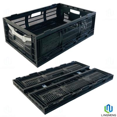 China 40L Reusable Folding Crate Box Collapsible Fruit And Vegetable Plastic Crates for sale