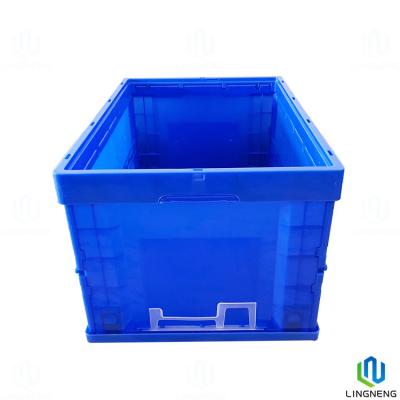 China 70 Liter Blue Plastic Foldable Container Collapsible Storage Box Without Lid for sale