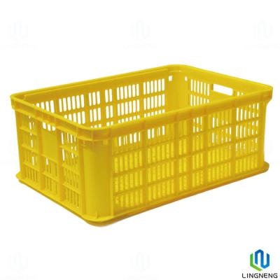 China Blue Plastic Fruit And Vegetable Crates Rectangular Lightweight for sale