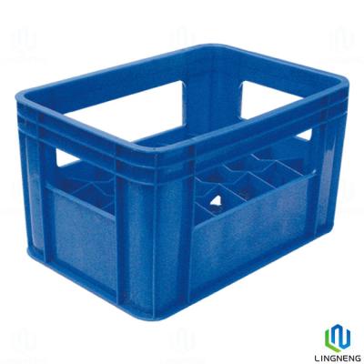 China Customized Stackable Milk Bottle Crates Plastic Beer Bottle Crate With Handle for sale