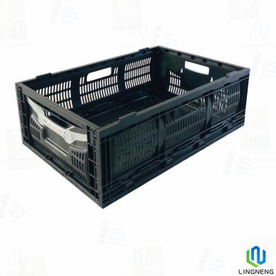 China Reusable Vegetable Plastic Crates Foldable Plastic Fruit Shopping Basket Collapsible Crate for sale