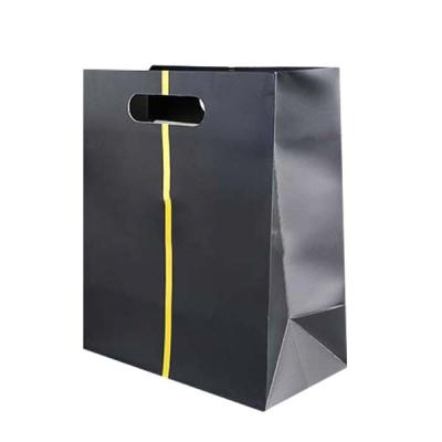 China Large Box Recyclable Personalized Packing Custom Printed Black Paper Carry Bag With Handle No Minimum for sale