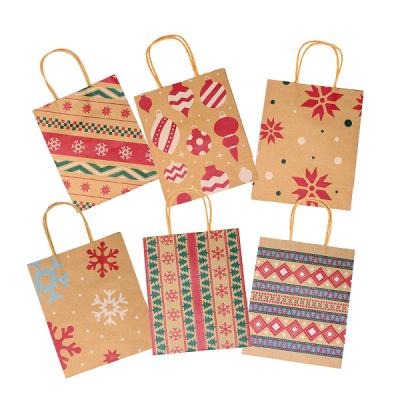 China Recyclable Custom Colorful Craft Paper Christmas Kraft Paper Storage Bag With Handle for sale