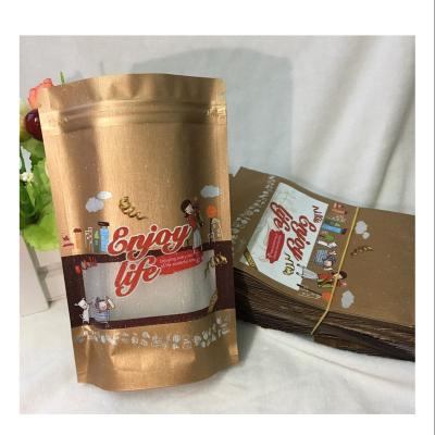 China Recycled Custom Packaging Materials Food Packaging Bag Window Zipper Standing Pouch Ziplock Bag for sale