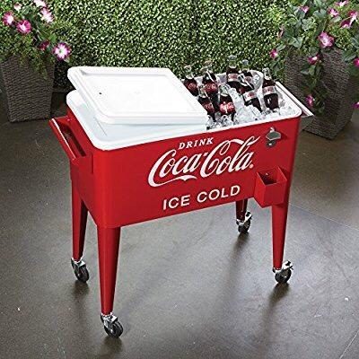 China Sustainable Garden Metal Cooler Box With Rolling Wheels Wine Cooler Cart for sale