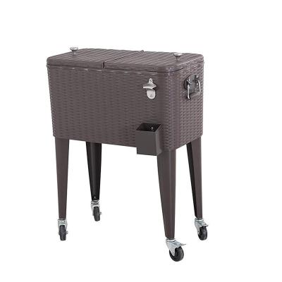 China 60QT /56L Plastic Rattan Cooler Viable Best Selling Rolling Cart for sale