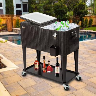 China Viable Ice Cream Cooler Rattan Wicker Patio Rolling Cooler for sale