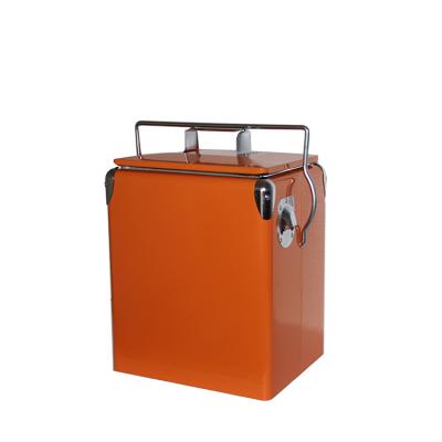 China Retro Sustainable Metal Coolers 17L Ice Cooler Box Food Storage Cooler Box for sale