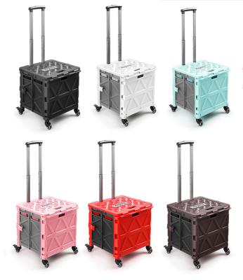 China Durable Anjuny 2021 Rotating Portable Folding Shopping Carts And Fashion PP Plastic 360 Removable Wheel Carts for sale