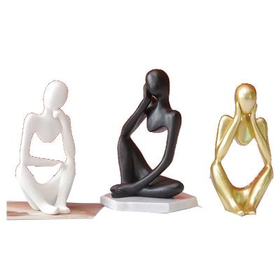 China Modern Nordic Abstract Statues Sculpture Modern Resin Thinker Artistic Figure Man Resin Sculpture Figure Thought Birthday Gift Hot for sale