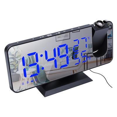 China Popular antique style alarm clock digital display led mirror digital date projection led alarm clock for sale