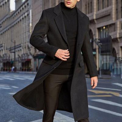 China Anti-Wrinkle Winter Mens Coats Solid Long Sleeve Wool Jackets Shear Men Overcoats Fashion Long Ditch Outerwear for sale