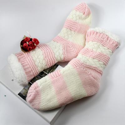 China Breathable Customized Color Knitted Sherpa Lined Home Floor Socks en venta