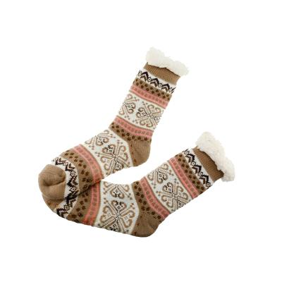 China Christmas Women's Winter Snowflake Fleece Breathable Lining Knit Knee High Stockings Slipper Socks à venda