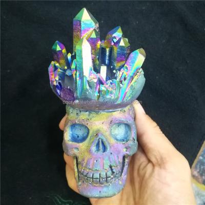 China China natural crystal cluster rock electroplating hand carved crystal skull for sale for sale