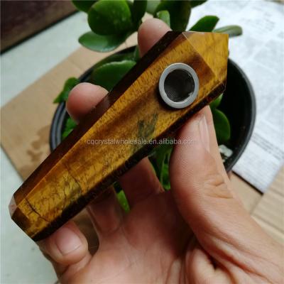 China China Wholesale Natural Rock Hand Carved Tiger Eye Crystal Smoking Pipes for sale