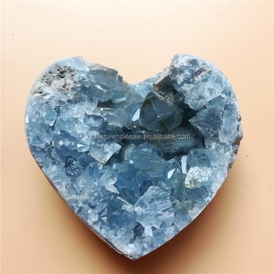 China China Natural Blue Celestite Stone Quartz Crystal Heart Shaped Heart For Sale for sale