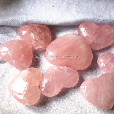 China Natural China Rose Quartz Crystal Hearts , Heart Shape Crystals for sale