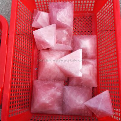 China China rose color rose quartz crystal pyramids for healing for sale