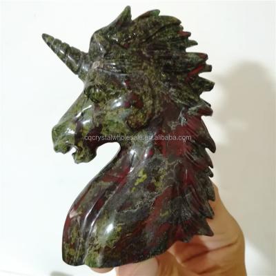 China China Natural Dragon's Blood Quartz Crystal Unicorn Hand Carving Unicorn For Decoration for sale