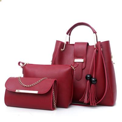 China Other Latest New Arrival Main Design Bag A Femme 3 Piece PU Tassel Ladies Luxury Handbag Set for sale