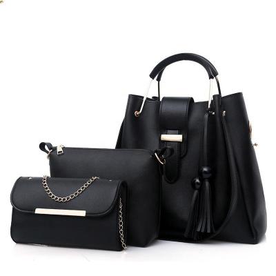 China Other Unique Bag Guaranteed A Quality Main Woman 3 Pieces Large PU Tassel Luxury Handbag Set for sale