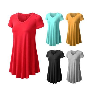 China 2020 Breathable Custom Logo T-shirt Mini Dress Solid Color Women's Simple T-shirt Dress for sale