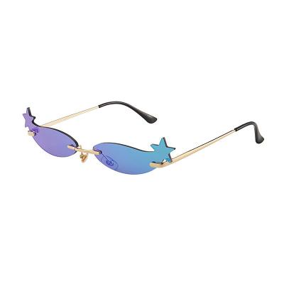 China Fashion Sunglasses Women Retro Narrow Lenses Brand Designer Female Eyewear Rimless Shading Sunglasses for sale