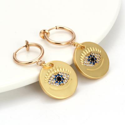 China New Design Romantic ROMANTIC Gold Plated Small Colorful Enamel Eye Earrings For Women for sale