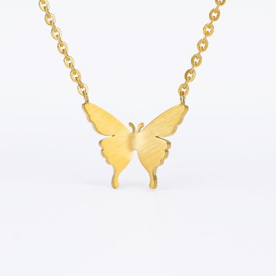 China ROMABTIC New Fashion Jewelry Stainless Steel Simple TRENDY 18k Gold Butterfly Pendant Necklace for sale