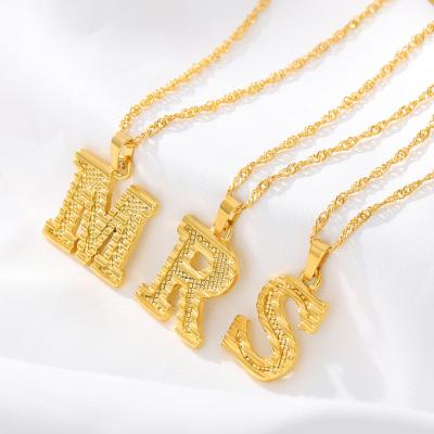 China Hiphop New Designs Gold Pendant Stainless Steel ROMANTIC Initial A-Z 26 Letter Necklace for sale