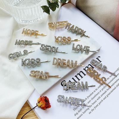 China Trendy Crystal Bling Triangle Hairpins Women Girls Rhinestone Hair Clips Pins Hair Accessory for sale