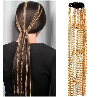 China Trendy Fashion ROMANTIC Gold Plated Hair Chain Accessories Hair Clip Hair Clip Tassel Chain Hair Clip Head Jewelry for sale