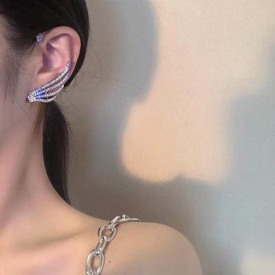 China Hot FASHIONABLE Tiktok Wrap Chenille Earrings Undrilled Diamond Wings Ear Clip Wings Forming Ear Cuff Earrings for sale