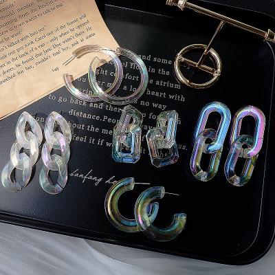 China Resin Romantic ROMANTIC Acrylic Link Chain Clear Jewelry Summer Drop Circle Transparent Earrings for sale