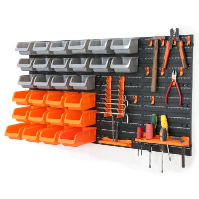 China Wall Mounted Small Viable Clear Tool Container 43pcs Pegboard Tool Storage Plastic Warehouse Use Storage Boxes For Tools for sale