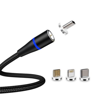 China With E-MARK IC 360 Degree 1M Long Magnetic Line 3 in 1 Mobile Phone 3A USB Fast Charging Data Cable for sale