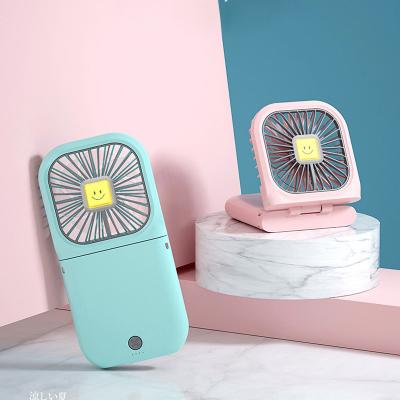 China Protable Mini Portable Folding USB Neck Fan Small Power Portable Handheld Desktop Fan Charging Phone Charging Mini Small Popular Rechargeable Hanging Mute Bank Fan for sale