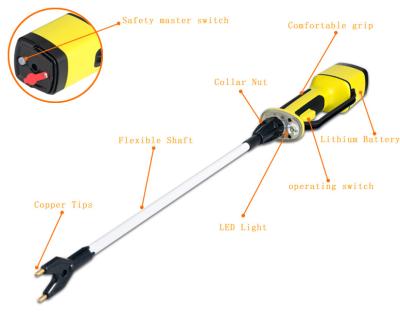 China 5.5W Yellow Electric Shock Prod 27.5CM Electric Cattle Prods IP67 For Sheep for sale