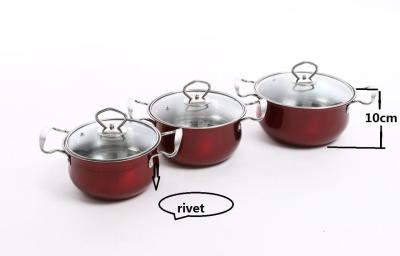 China Colorful Kitchen Cookware Sets With Glass Lid Food Grade 201# Stainless Steel for sale