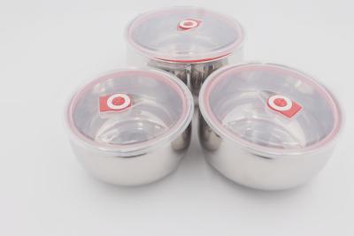 China 3 pcs Small size Kitchenware stainless steel storage container set round shape food preservation box for sale