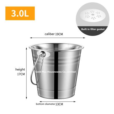 중국 0.8-3L Barware 필터 개스킷이있는 스테인레스 스틸 얼음 양동이 쉬운 청소 홈 주방 와인 얼음 양동이 판매 판매용