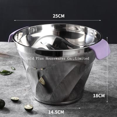 China 620g Metal Steel Round Shape Beer Ice Bucket Custom Logo for sale