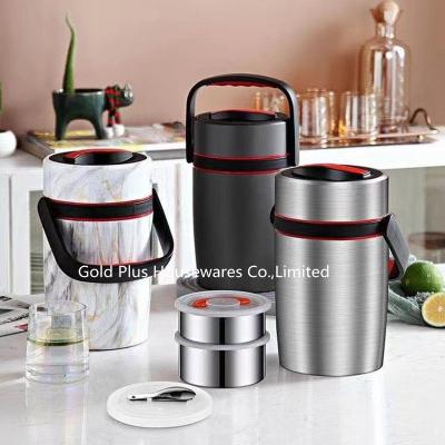 China Different sizes food jar flask insulated containers 1.6L 2.2L stainless steel lunch box soup warmer pot for sale