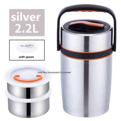 China Attractive price silver color food vacuum flask  new type stainless steel lunch box vacuum insulated food jar with bag for sale