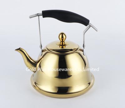 China 2L Golden color luxurious teapot saudi arabia stainless steel turkish color coffee cup whistling kettle for sale