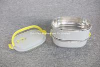 China Leakproof 2 Tier Square Meal Prep Container Portable With Big Handle for sale